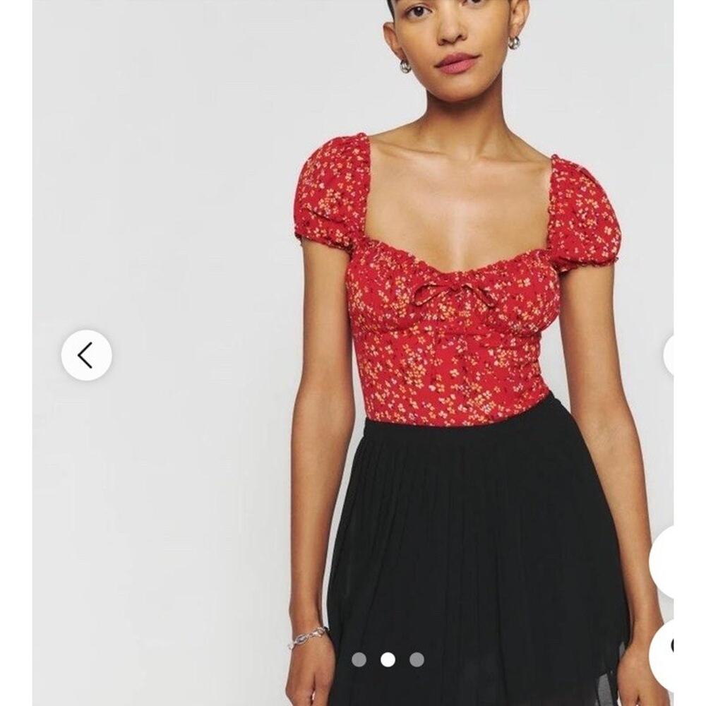 Reformation Micaela floral Sweetheart Neckline Cropped Top Sz 8 Smocked SOLD OUT